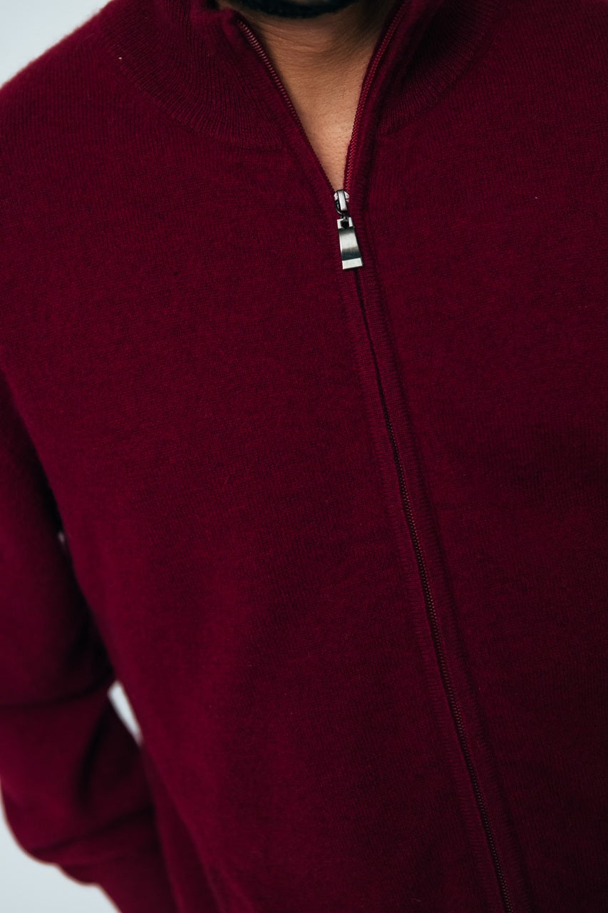 하이 칼라 풀지퍼 카디건